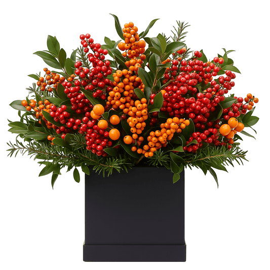 Orange and Red Ilex Berries Festive Box - Florist London