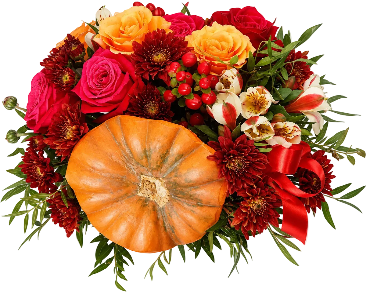Orange and Red in a Pumpkin - Florist London