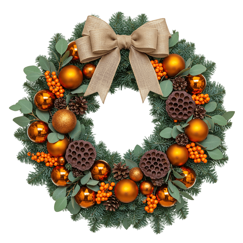 Orange & Baubles Winter Luxury Wreath - Florist London