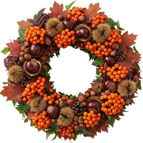 Orange Berries with Chestnuts Autumn Wreath - Florist London