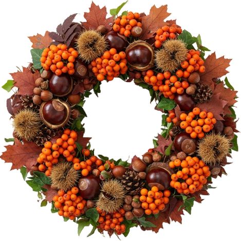 Orange Berries with Chestnuts Autumn Wreath