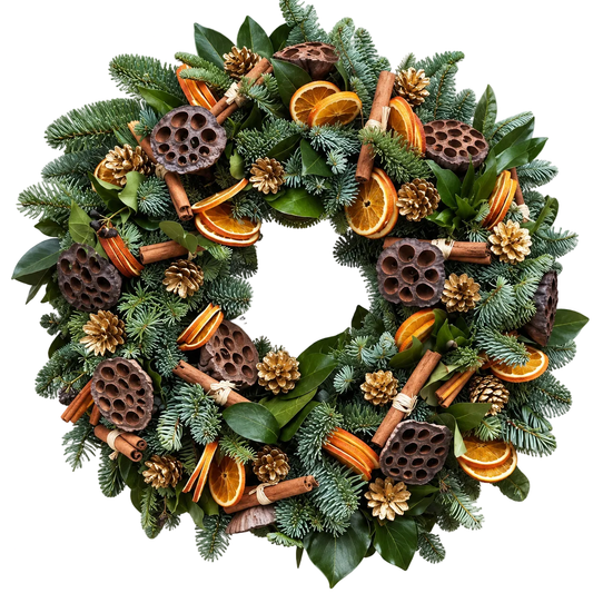 Orange Festive Christmas Wreath - Florist London