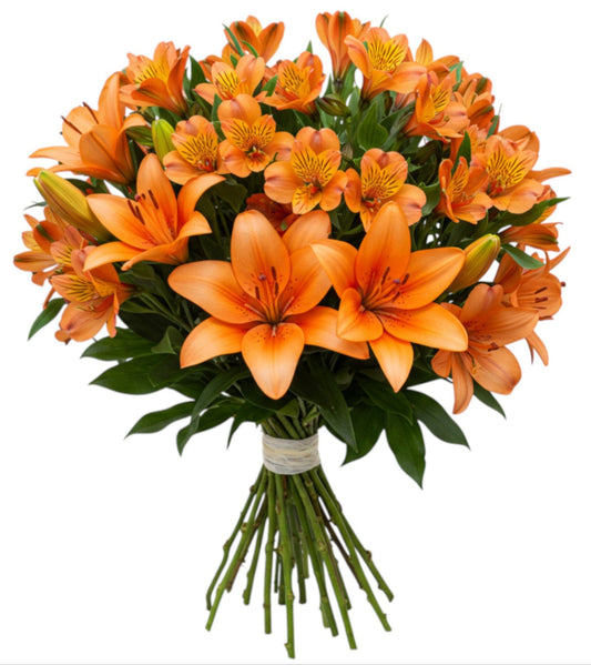 Orange Lily with Alstroemeria Bouquet - Florist London