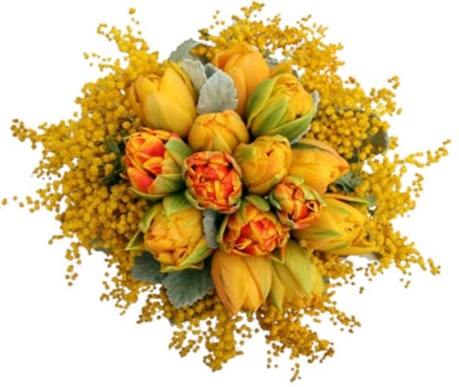 Orange Tulips and Mimosa Bouquet - Florist London