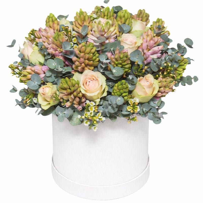 Peach Roses and Pink Hyacinths Box - Florist London