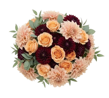 Peach Roses with Dahlia Bouquet - Florist London