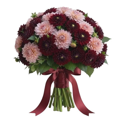 Pink and Burgundy Dahlia Bouquet - Florist London