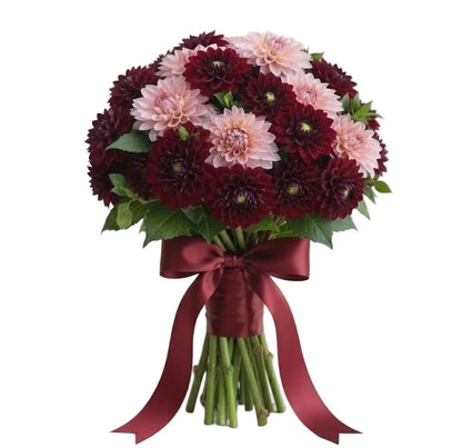 Pink and Burgundy Dahlia Bouquet - Florist London
