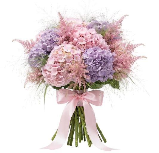 Pink and Lavender Hydrangea with Astilbe Bouquet - Florist London