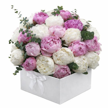 Pink and White Peony Box - Florist London