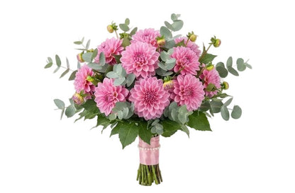 Pink Dahlia with Eucalyptus Bridal Bouquet - Florist London