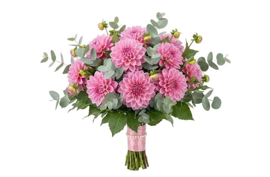 Pink Dahlia with Eucalyptus Bridal Bouquet - Florist London