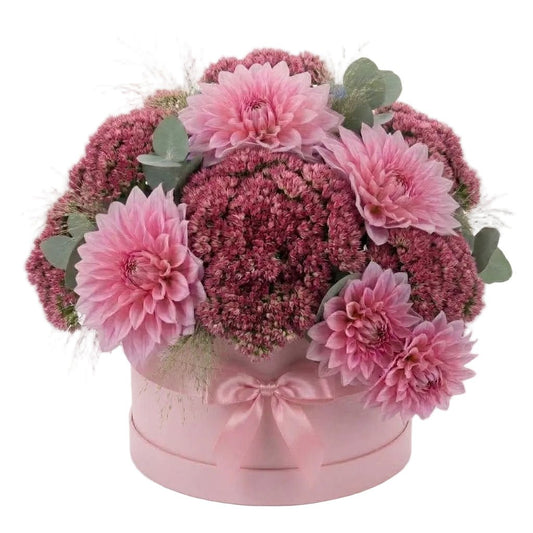 Pink Dahlia with Sedum Pretty Box - Florist London