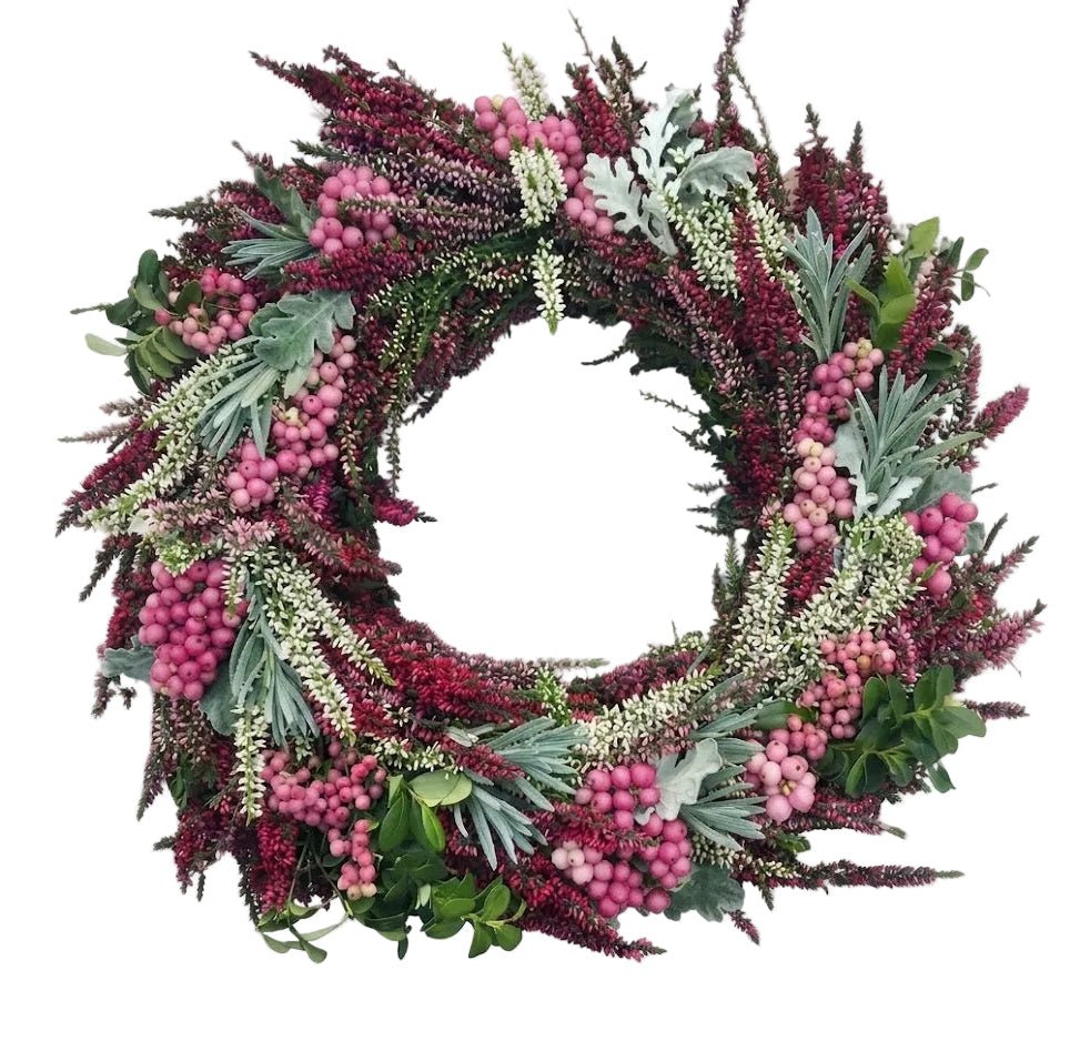 Pink Heather Autumn Wreath - Florist London
