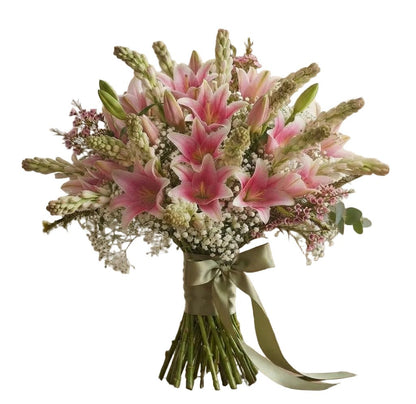 Pink Lily and Tuberose Blush Elegance Bouquet - Florist London