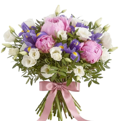Pink Peonies and Iris Bouquet - Florist London