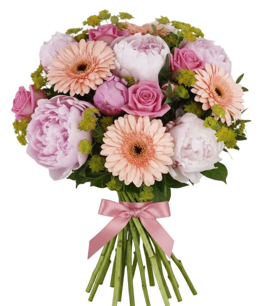 Pink Peonies and Peach Gerbera Bouquet - Florist London