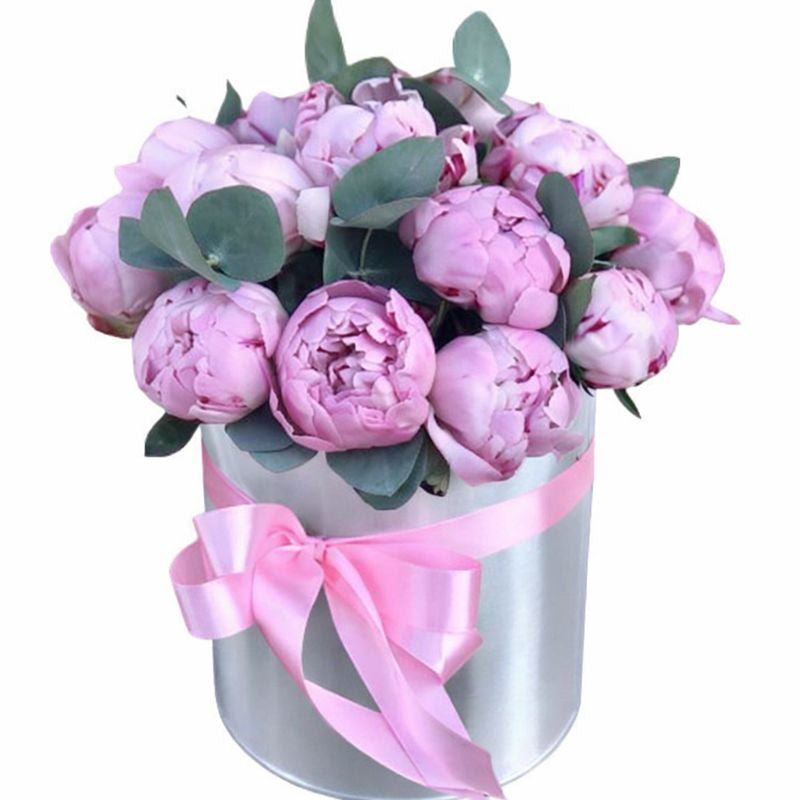 Pink Peonies with Eucalyptus Box - Florist London