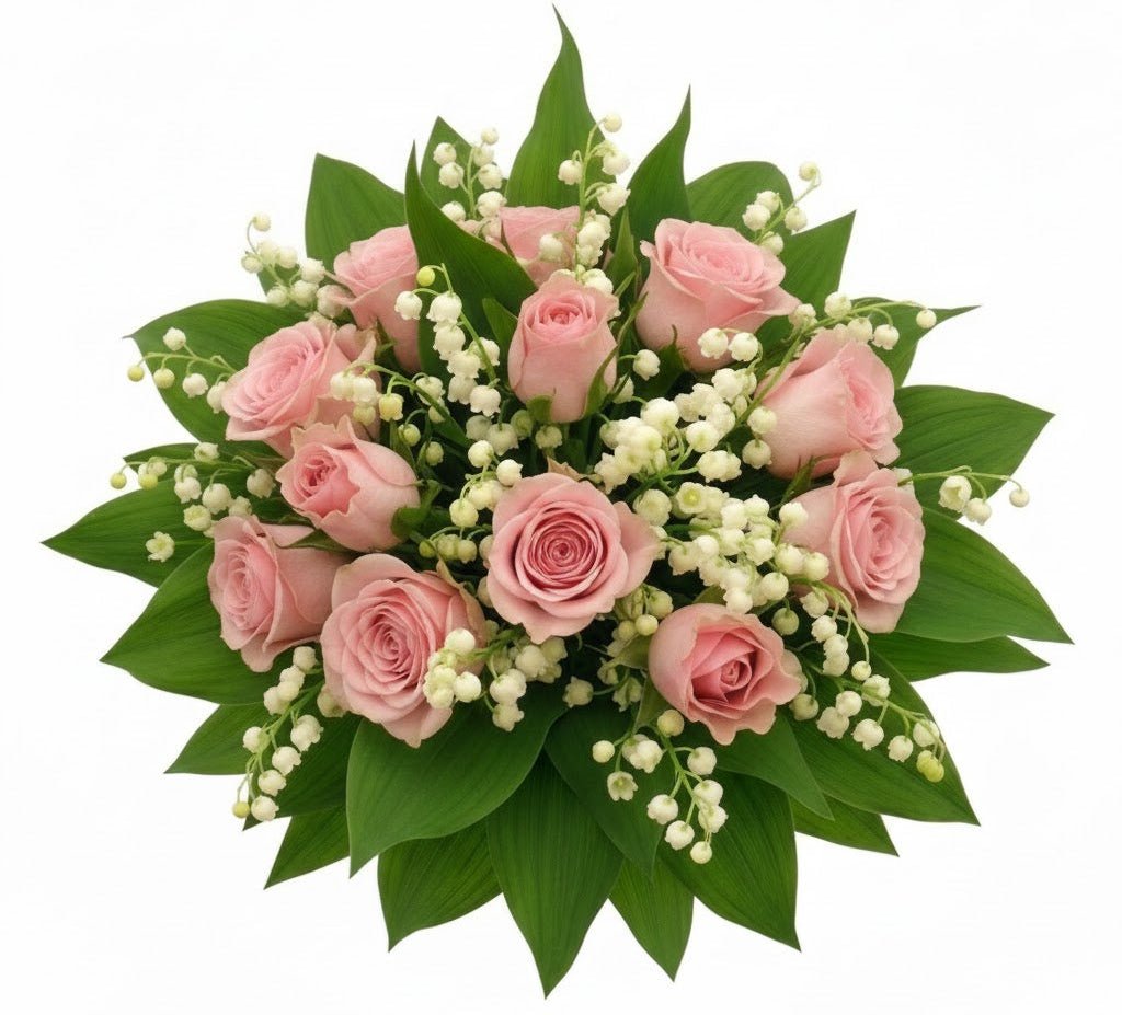 Pink Roses with Lily of the Valley Bouquet - Florist London