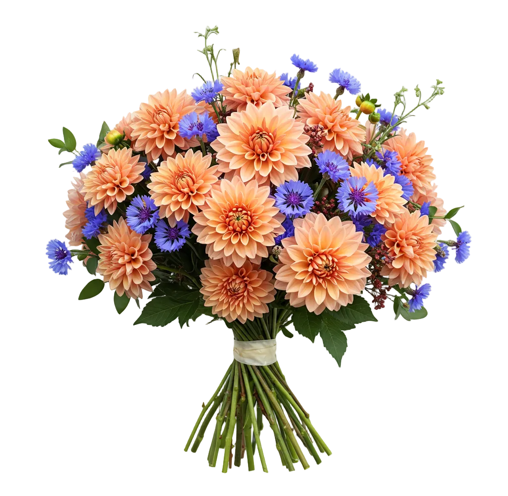 Pretty Bouquet of Dahlia with Cornflowers - Florist London