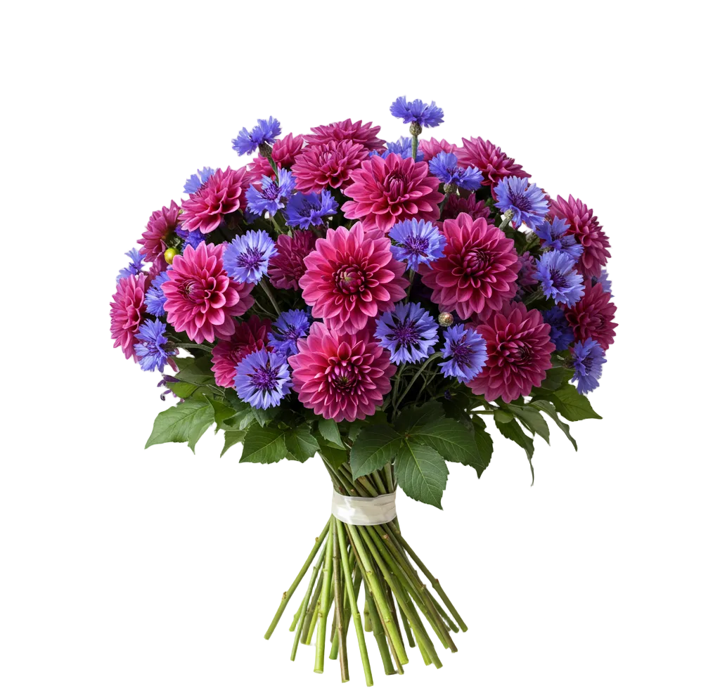 Pretty Bouquet of Dahlia with Cornflowers - Florist London