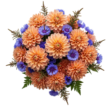 Pretty Bouquet of Dahlia with Cornflowers - Florist London