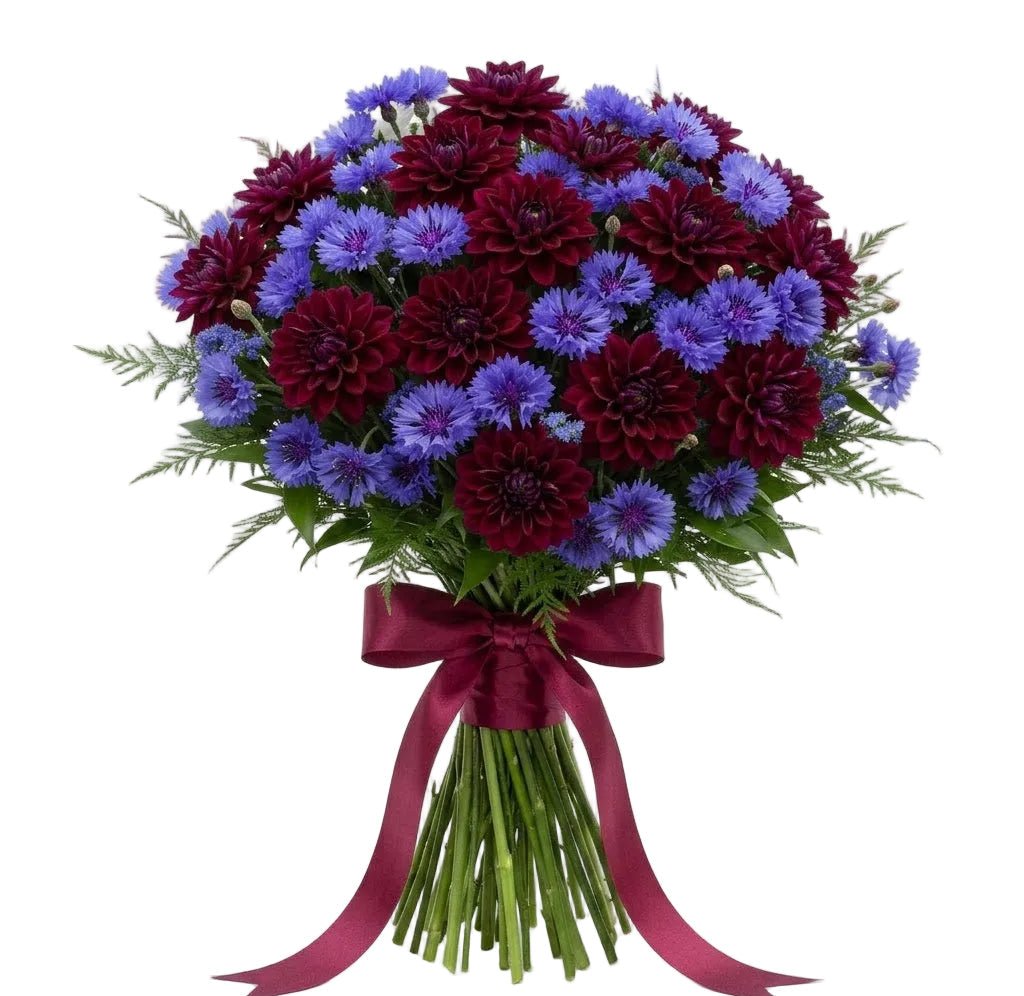 Pretty Bouquet of Dahlia with Cornflowers - Florist London