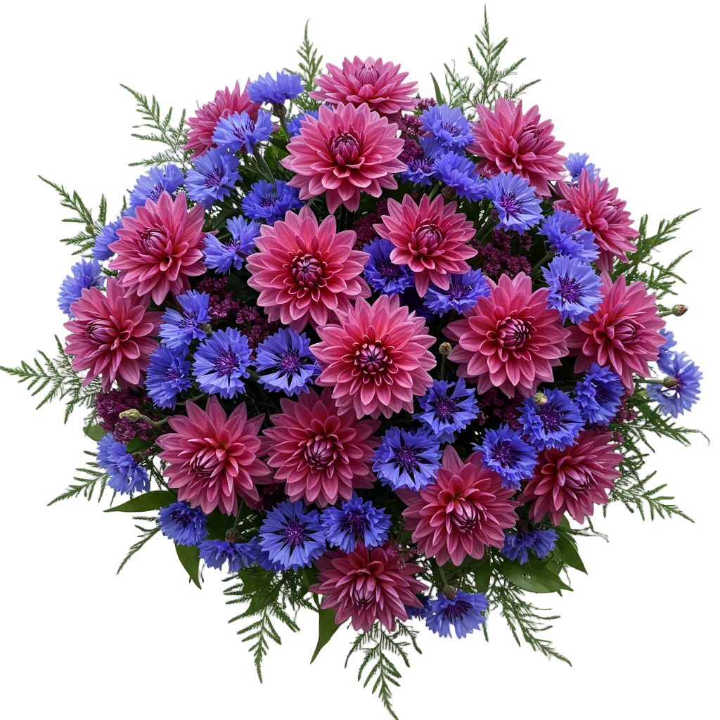 Pretty Bouquet of Dahlia with Cornflowers - Florist London