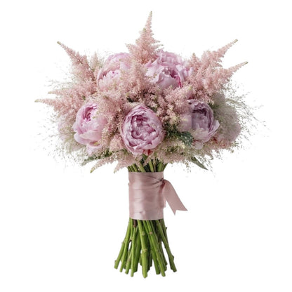 Pretty Bouquet of Pink Peonies with Astilbe - Florist London