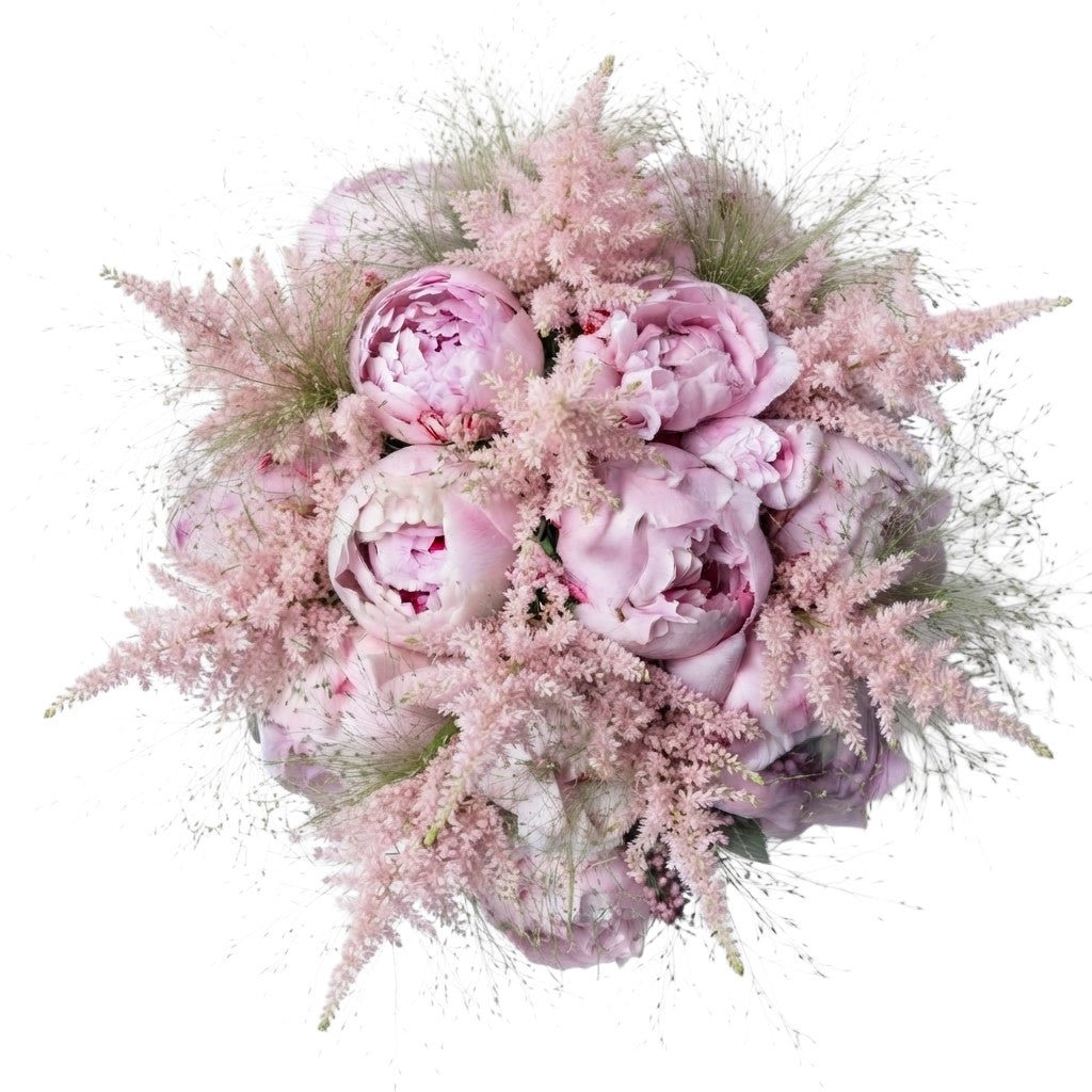 Pretty Bouquet of Pink Peonies with Astilbe - Florist London