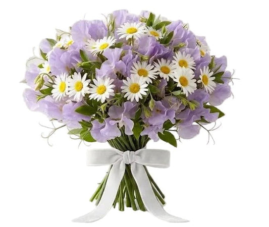 Pretty Bouquet of Sweet Peas and Daisy - Florist London
