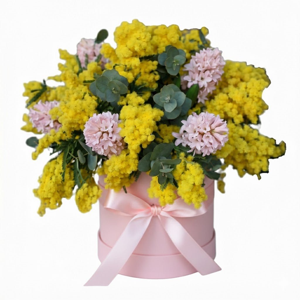 Pretty Box of Mimosa and Hyacinth - Florist London