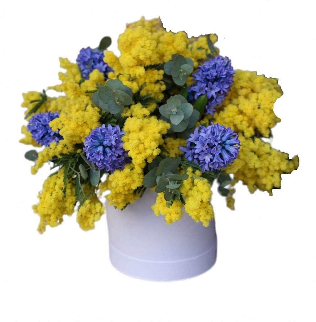 Pretty Box of Mimosa and Hyacinth - Florist London
