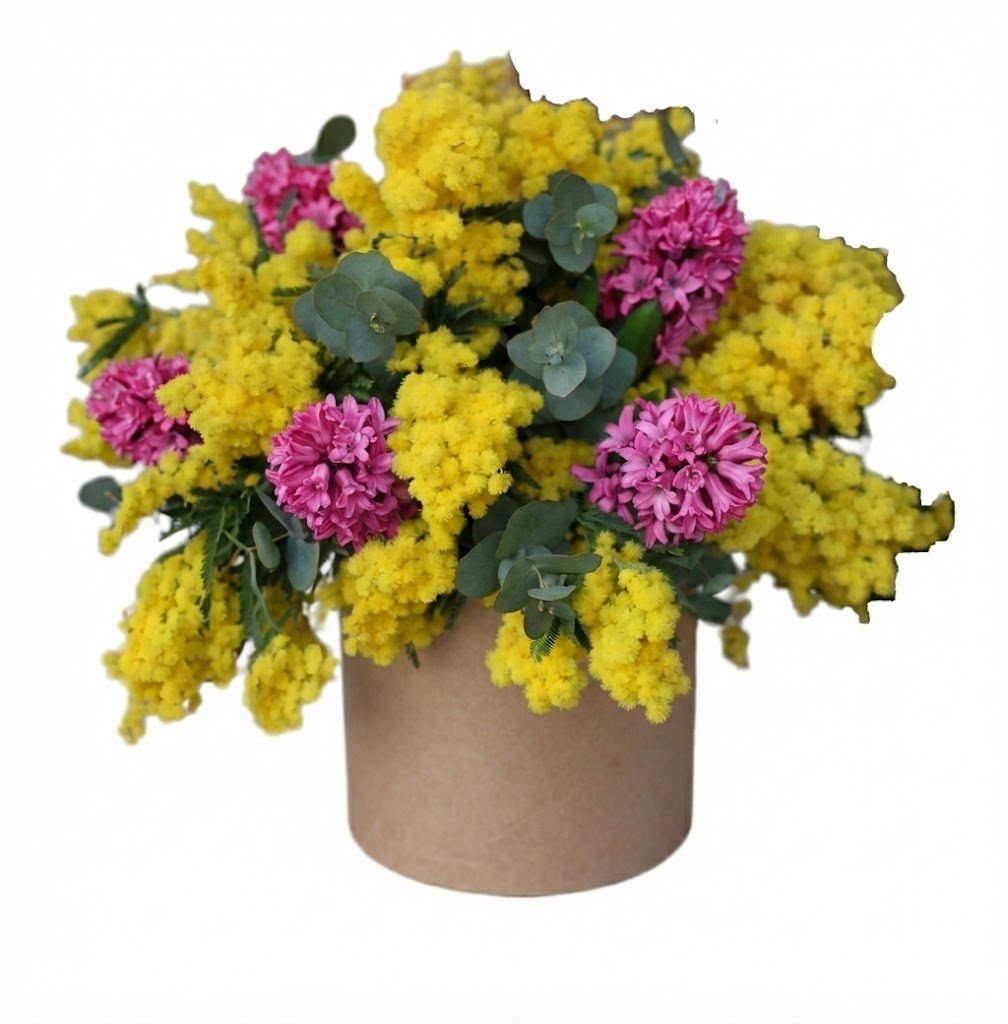 Pretty Box of Mimosa and Hyacinth - Florist London
