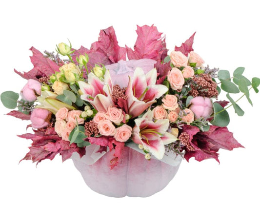 Pretty Pink Pumpkin Arrangement