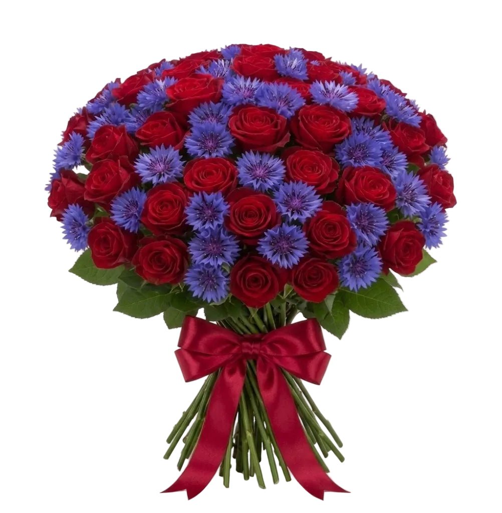 Pretty Roses with Cornflowers Bouquet - Florist London