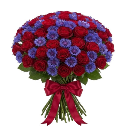 Pretty Roses with Cornflowers Bouquet - Florist London