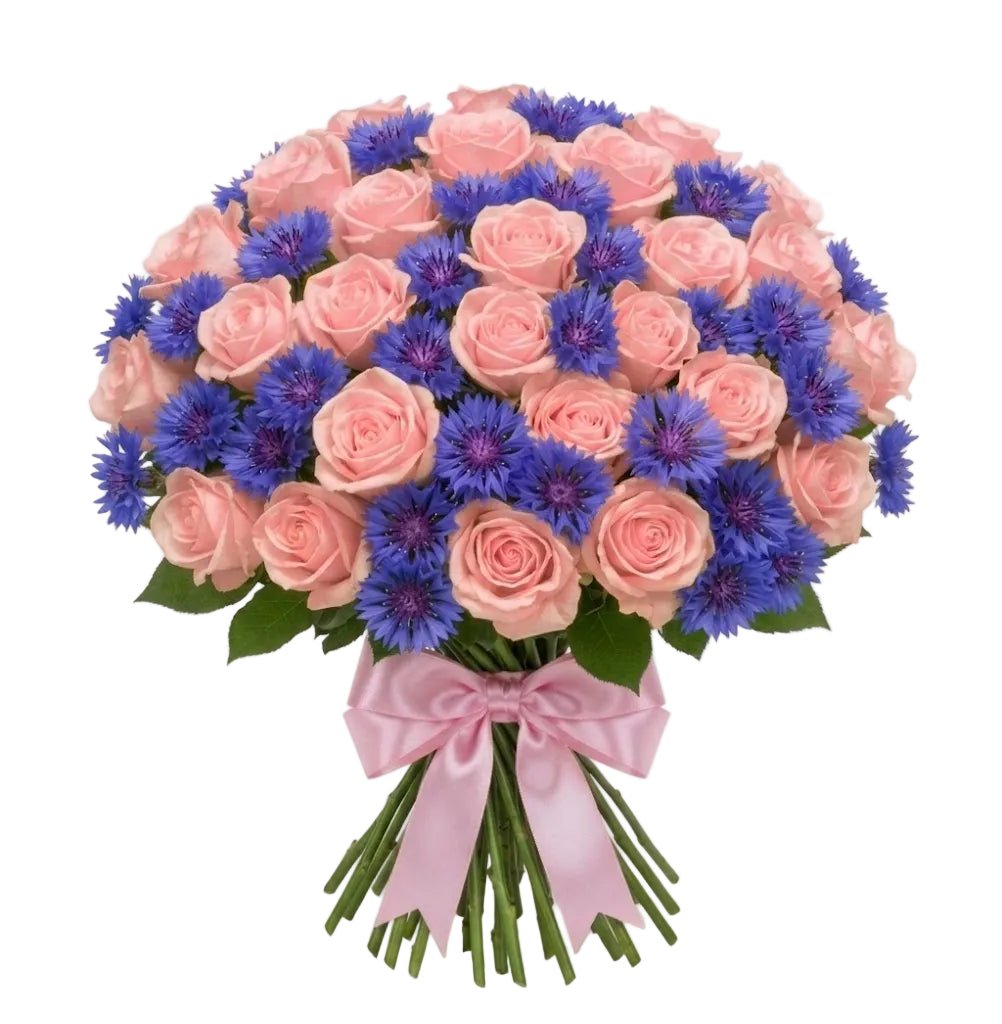 Pretty Roses with Cornflowers Bouquet - Florist London
