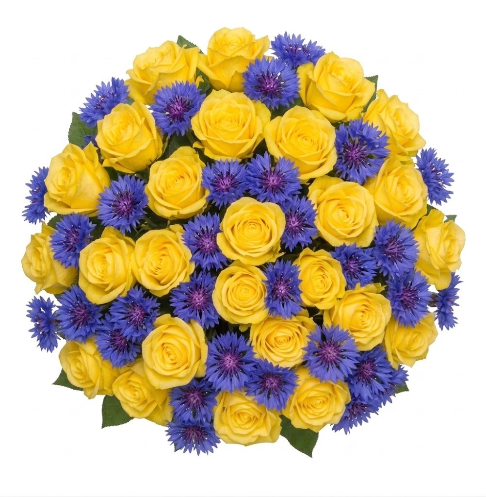 Pretty Roses with Cornflowers Bouquet - Florist London