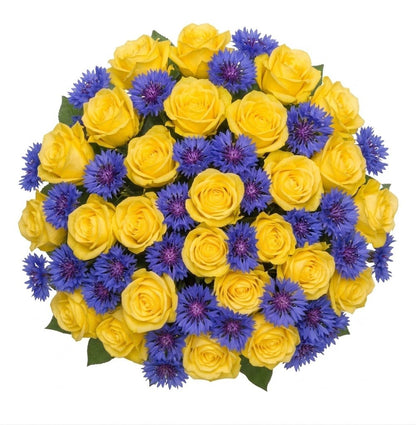 Pretty Roses with Cornflowers Bouquet - Florist London