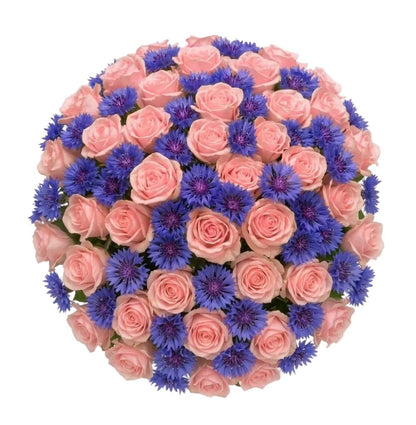 Pretty Roses with Cornflowers Bouquet - Florist London