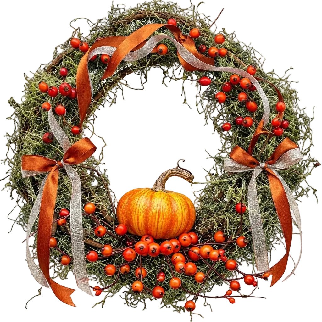 Pumpkin and Tillandsia Halloween Wreath - Florist London