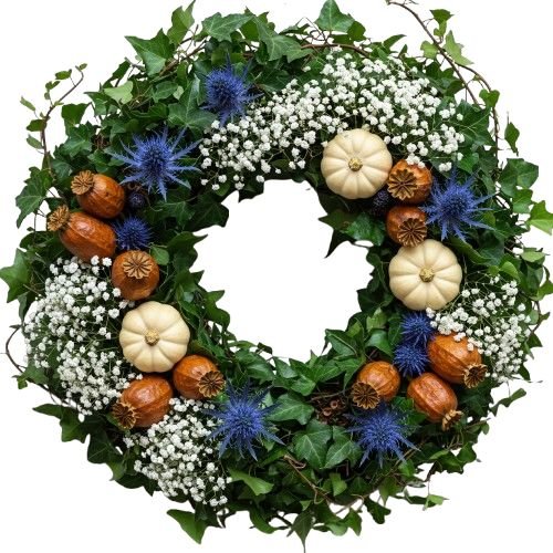 Pumpkin & Ivy Glow Autumn Wreath - Florist London