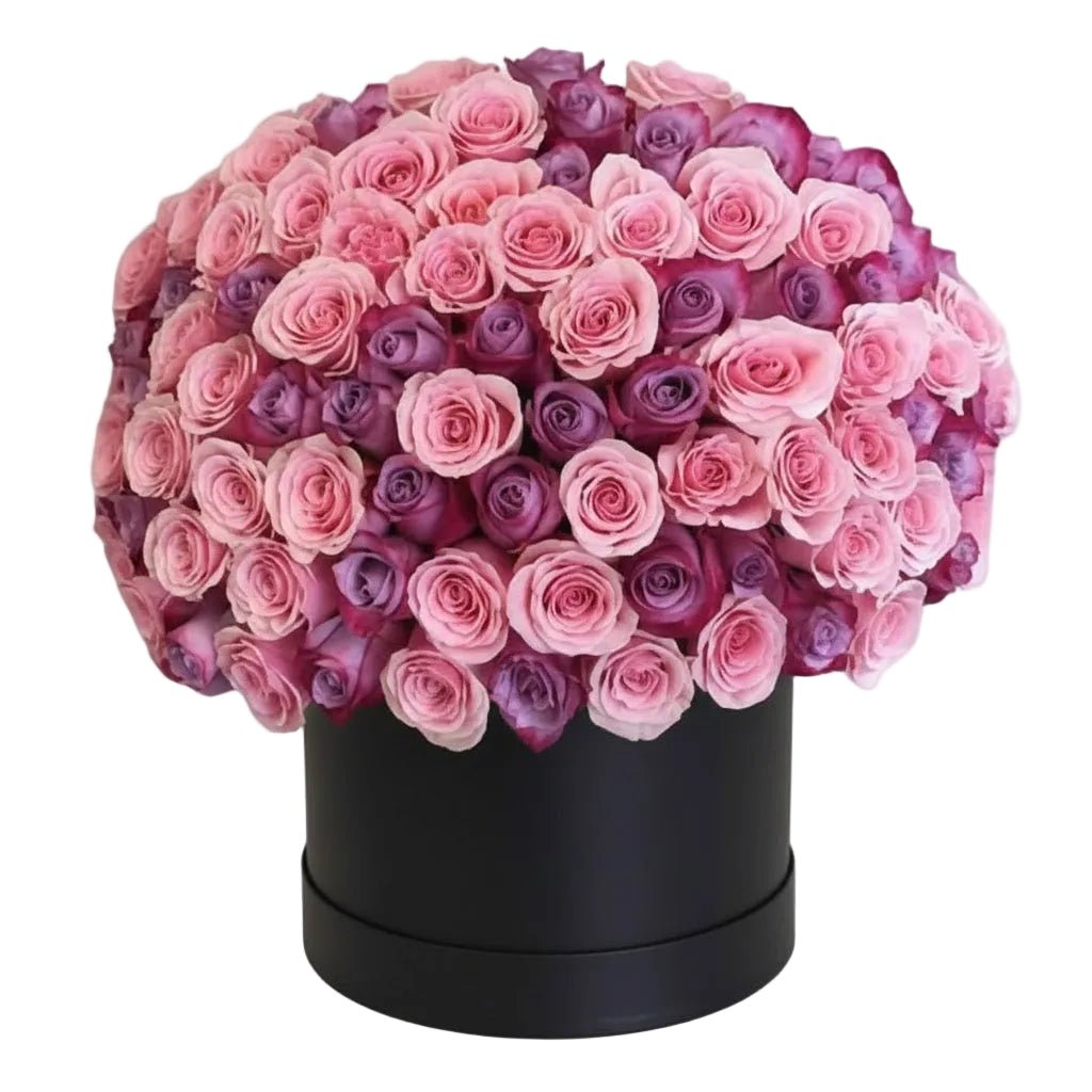 Purple and Pink Roses Luxury Box - Florist London