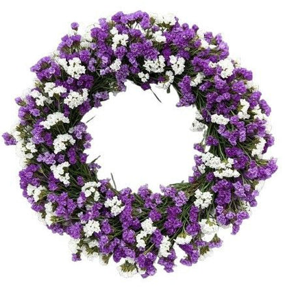 Purple and White Limonium Wreath - Florist London