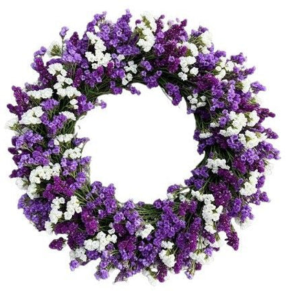 Purple and White Limonium Wreath - Florist London