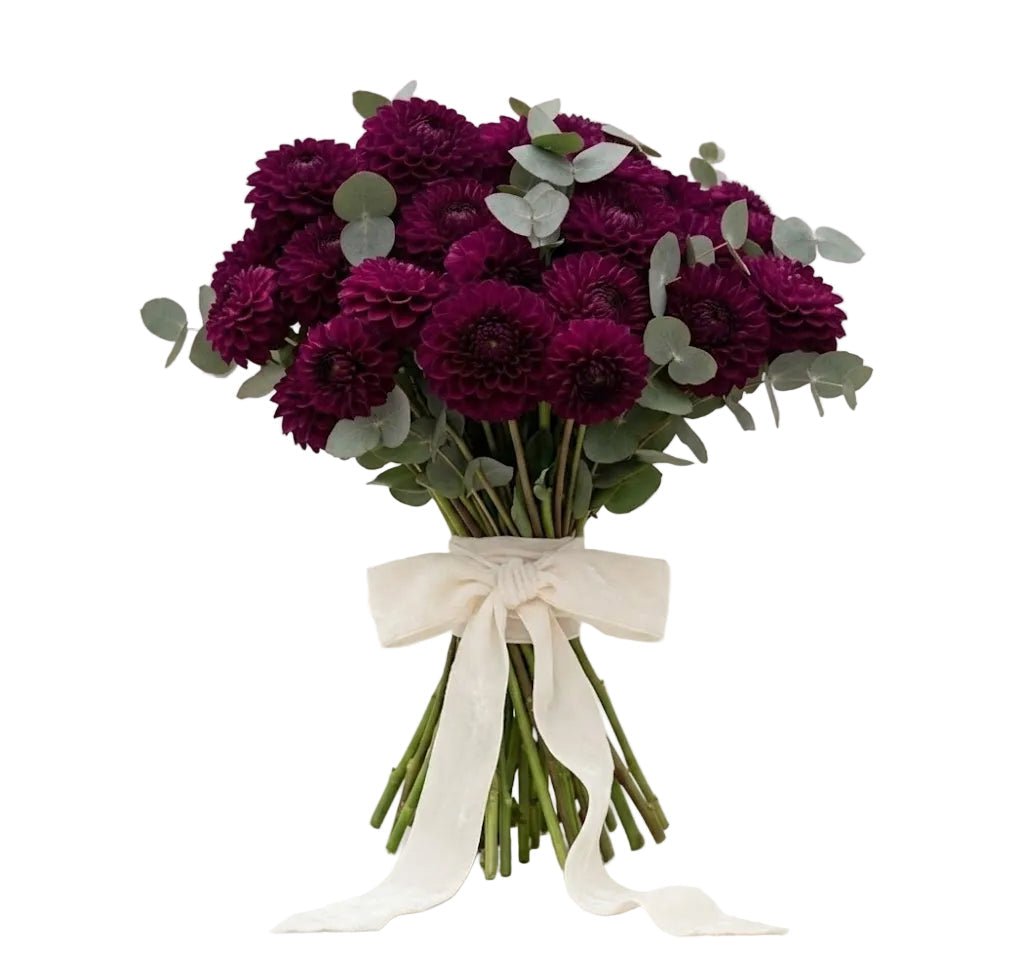 Purple Dahlia Bouquet with Eucalyptus - Florist London
