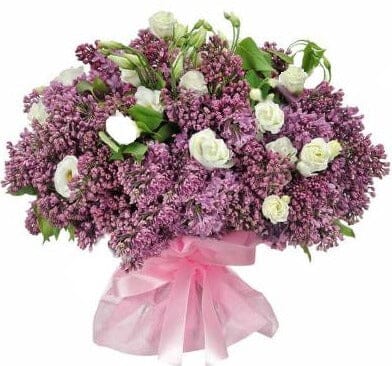 Purple Lilac with White Lisianthus Bouquet - Florist London