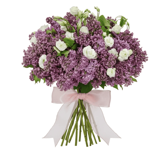 Purple Lilac with White Lisianthus Bouquet - Florist London
