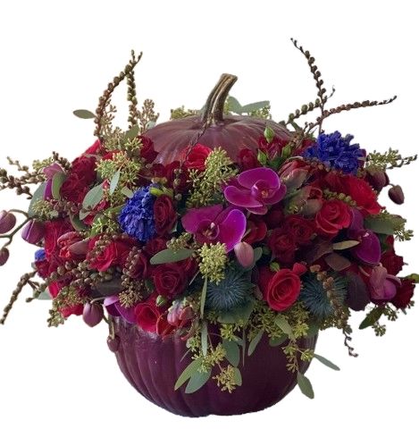 Rafined Burgundy Pumpkin Arrangement